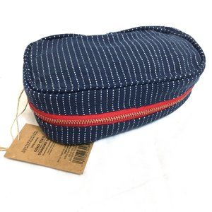 Levi's 100% Cotton Dark Blue Striped Zip Travel Makeup Pouch NWT
